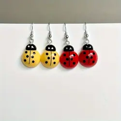 Nature animal red ladybug Earrings resin Simulated cartoon Miniblings colored insect bug dangle Earrings