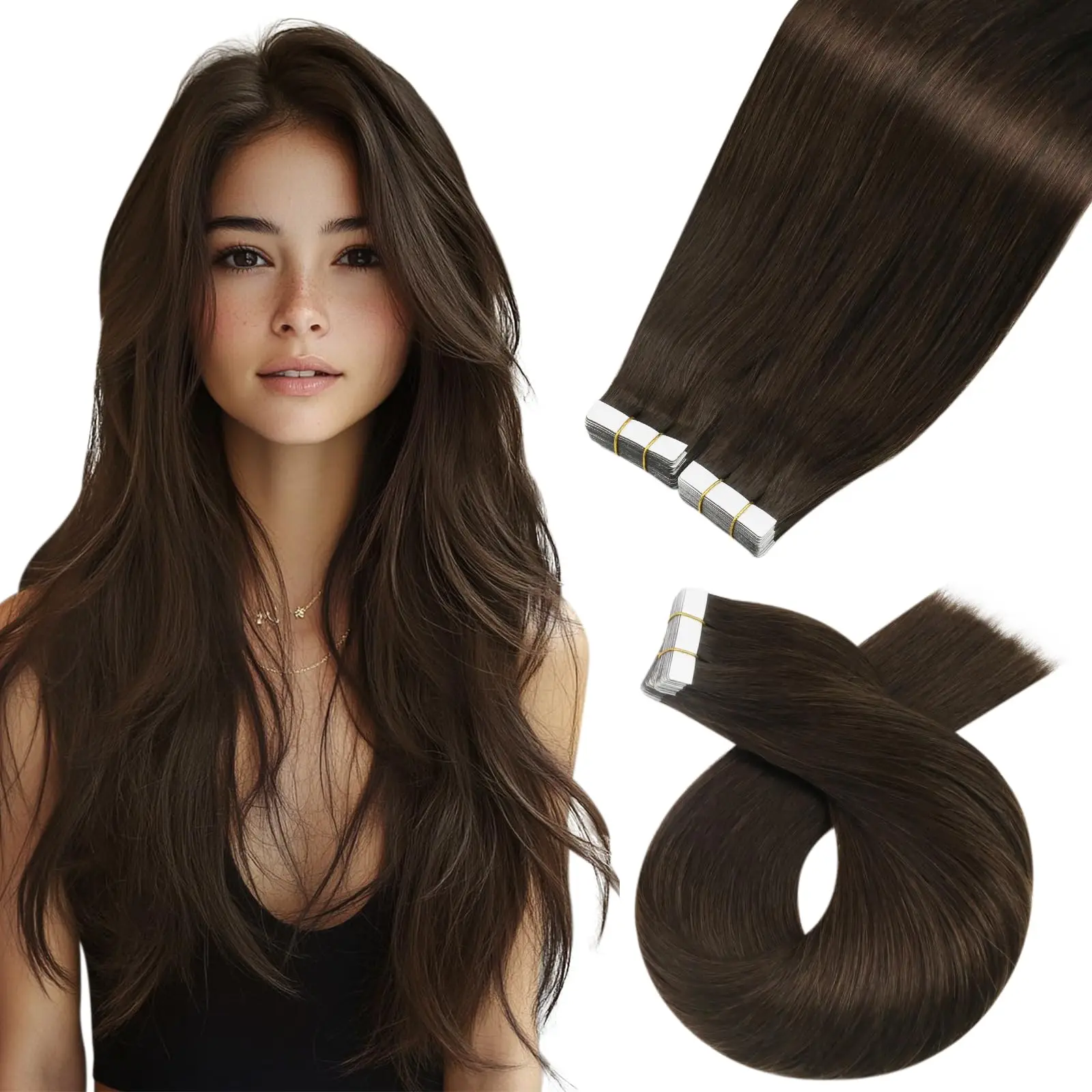 

100% Human Hair Tap In Wefts 12-26 Inch Virgin Hair Straight Extensions For Voluminous Curly Look No Shedding