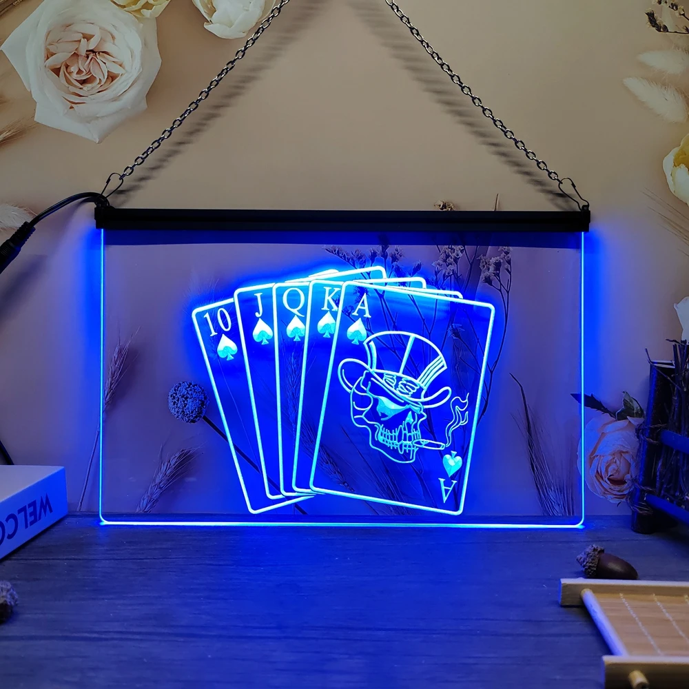 لعبة البوكر كازينو فلوش الملكية Gift-3D نحت LED النيون ديكور المنزل جدار الزفاف مكتب غرفة نوم الإبداعية