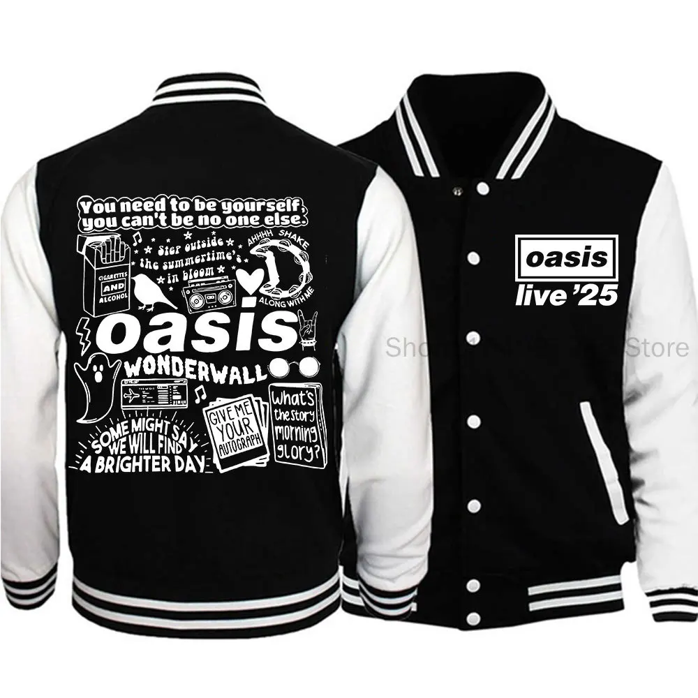 

Oasis Reunion Tour 2025 Бейсбольная форма Куртка Harajuku Y2k Oasis Live 25 Tour Модные бейсбольные куртки