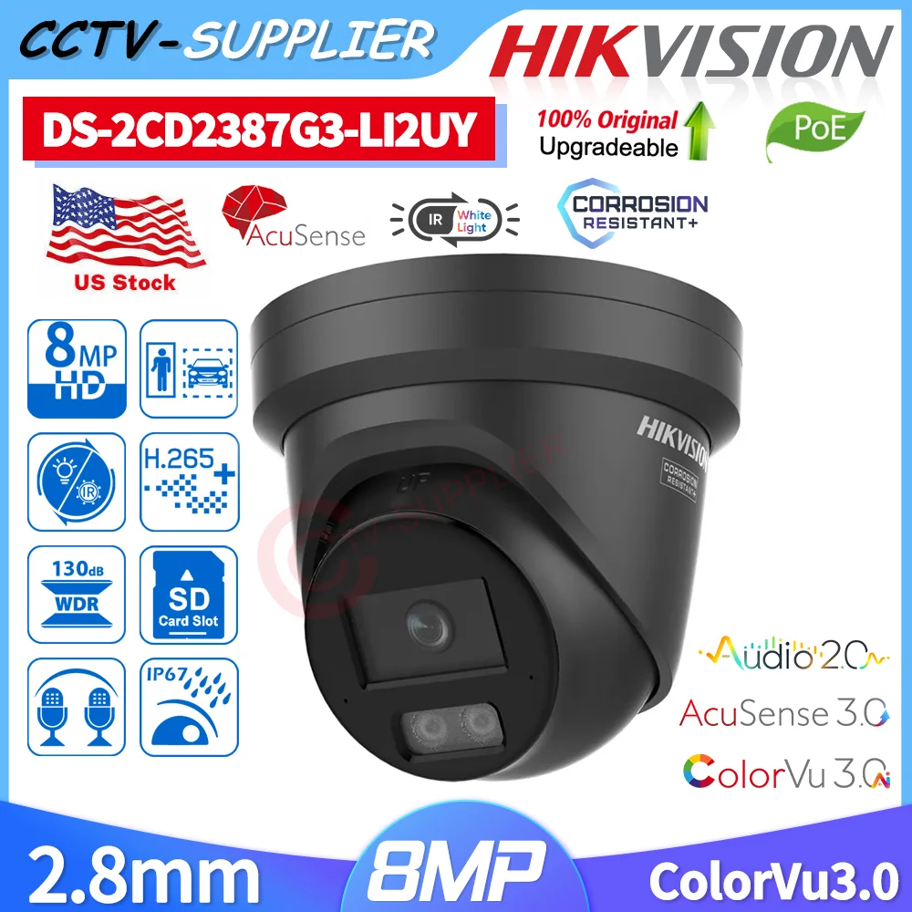 

Hikvision 4K Black HikAI-ISP NEMA4X 8MP ColorVu3.0 AcuSense3.0 2-MIC Turret