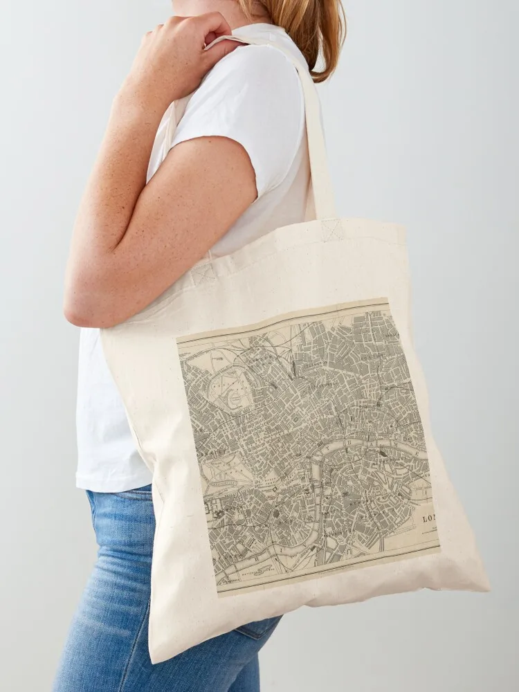 

London map (19th century) Tote Bag canvas tote bags luxury women canvas shopping bag Canvas bag for women