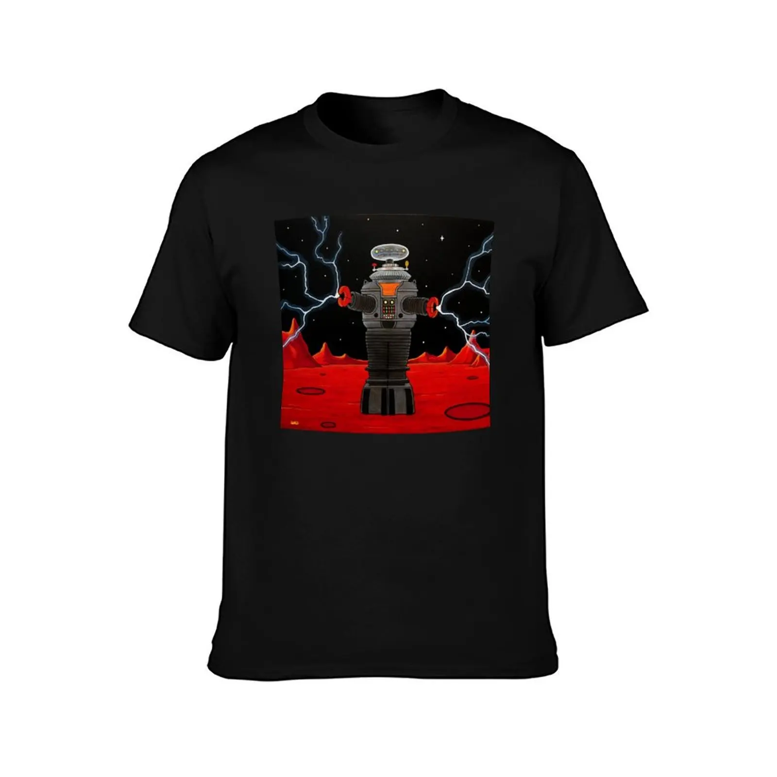 DANGER DANGER LOST IN SPACE ROBOT T-Shirt Soft Casual Short Sleeve Cotton Tee T-Shirt