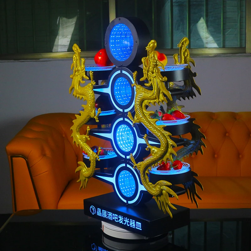 

Светодиодный светящийся многослойный сервировочный поднос в форме дракона для закусок и фруктов/декоративных предметов KTV