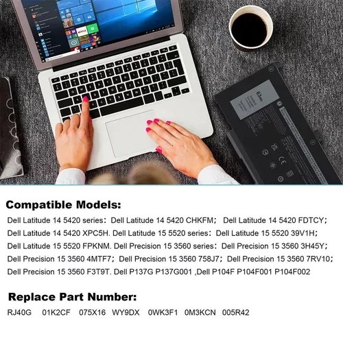 Imagen 2 del producto SKOWER 42Wh WY9DX batería del ordenador portátil para Dell Latitude 14 5420 15 5520 Precision 3560 63Wh RJ40G P137G P137G001 P104F P104F001