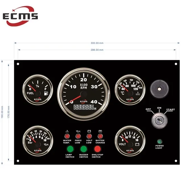 Marine Engine Instrument Gauges panel, Compatible All Vessels Dashboard 12 V 24 V