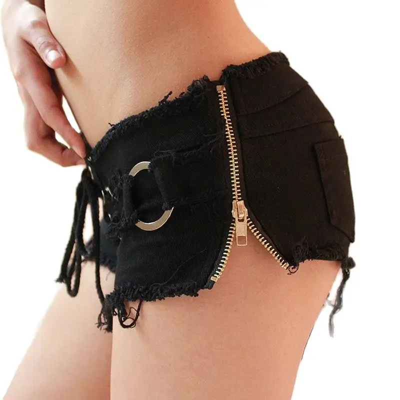2026 New Women's Sexy Cut Off Low Waist Denim Jeans Y2k Shorts Size Zipper Mini Hot Shorts Black White