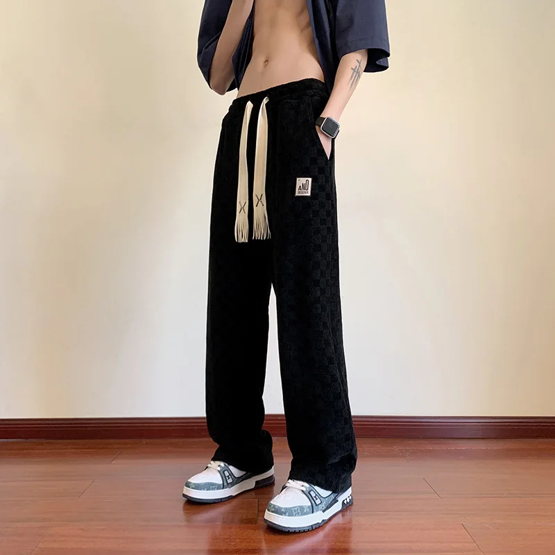

Men's Summer Thin Straight Casual Pants American High Street Drapey Floor-Length Loose Spor Trousers Breathable Long Pants