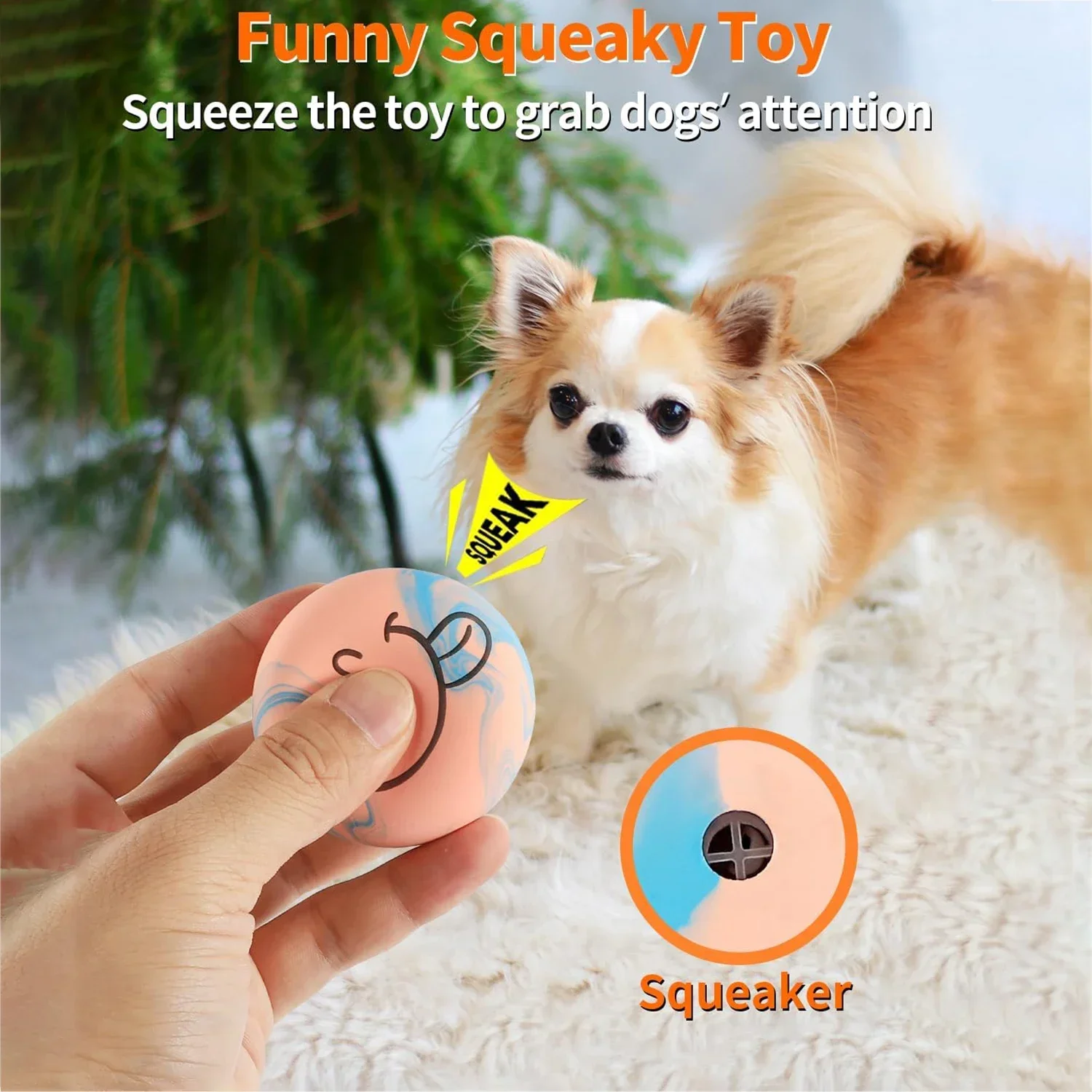 SChitec 6PCS Dog Toys Squeaker Latex Bouncy Ball Squeaky Rubber Dog Toy for My Dog Small Dogs Interactive Pet Supplies