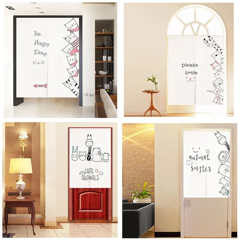 Japanese Cute Cartoon Animal Bedroom Door Curtain Shower Toilet Split Panel Curtain Living Room Doorway Curtains Home Decoration