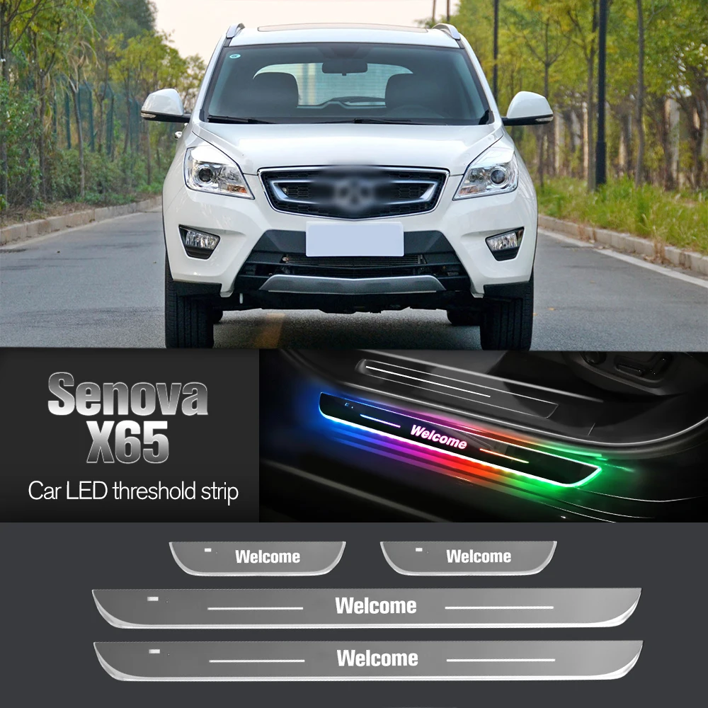 

ar Door Sill Light For BAIC Senova X65 2018-2019 Customized Logo LED Welcome Threshold Pedal Lamp Accessories