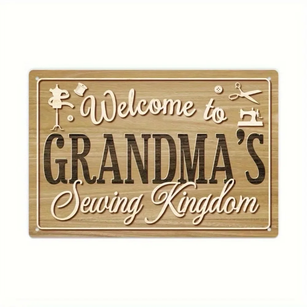 CIFbuy Retro Sewing Kingdom Metal Wall Sign, Personalized Custom Name, Sewing Room Home Wall Art Decor Gift