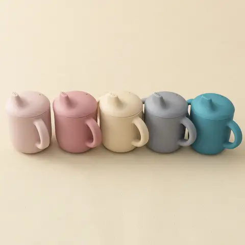 Mamaplan Silicone Baby Cup Portable Water Bottle With Double Handle Leakproof Baby Cups Feeding Liquid Baby Items Baby Tableware