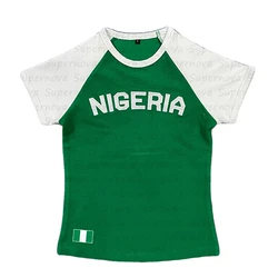 Nigeria Y2k retro letter cartoon print Gothic Harajuku short sleeved crop top summer women's T-shirt baby T-shirt slim fit Y2k c