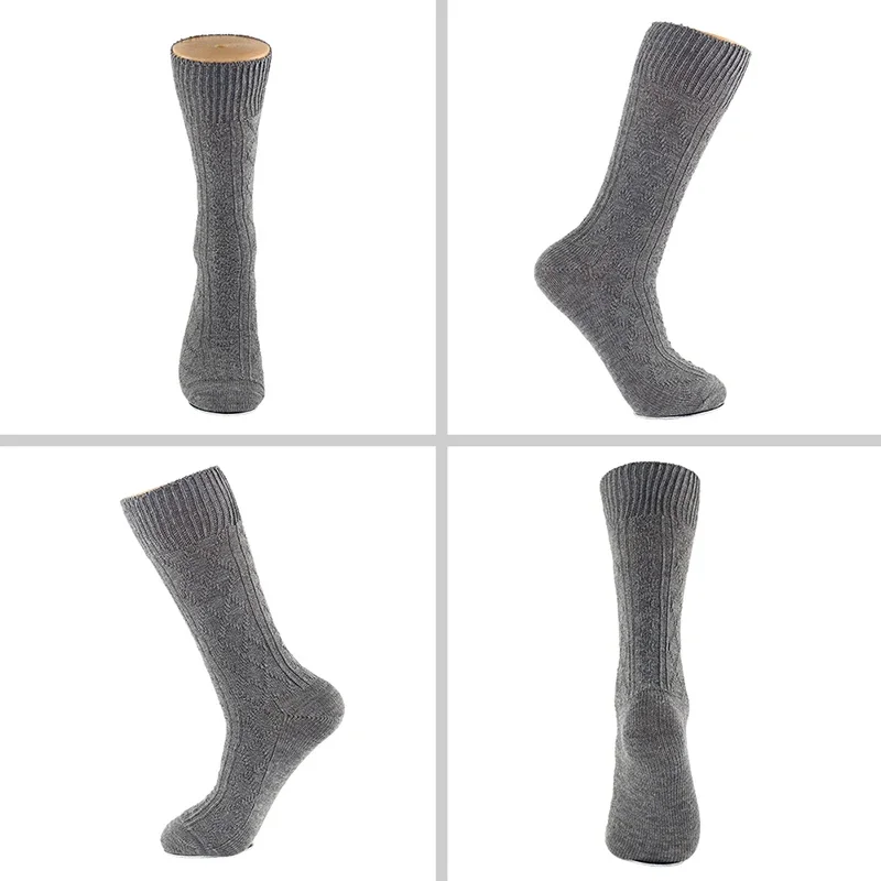 3 Pairs Men\'s High Quality Combed Cotton Socks Business Diamond Simple Fashion Solid Color Winter knitting Warm Long Socks