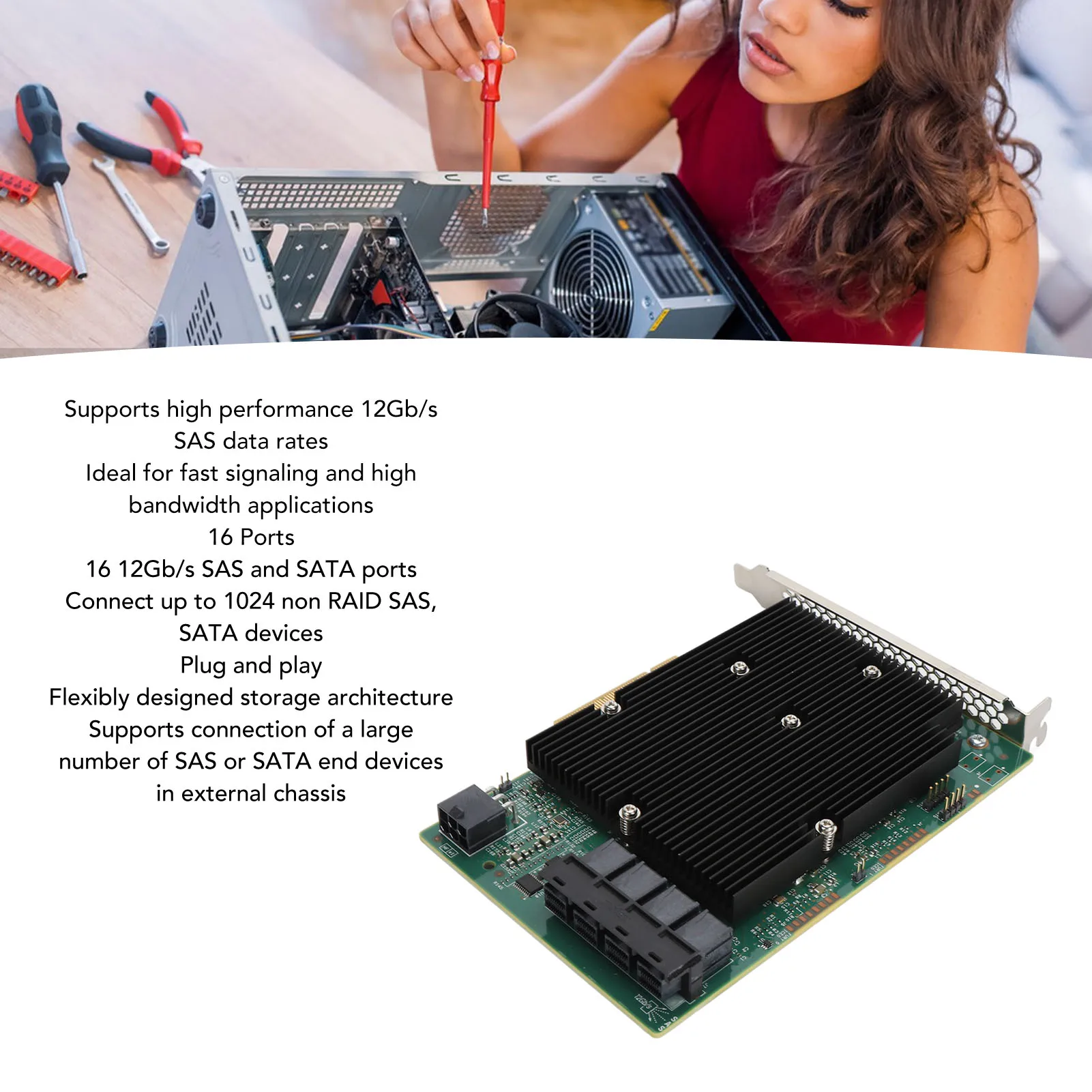 بطاقة LSI SAS 9300 16I HBA PCB متينة 12 جيجابت في الثانية 16 منفذ SATA SAS بطاقة تحكم HBA لنظام التشغيل Windows لـ Linux لـ VMware لـ FreeBSD