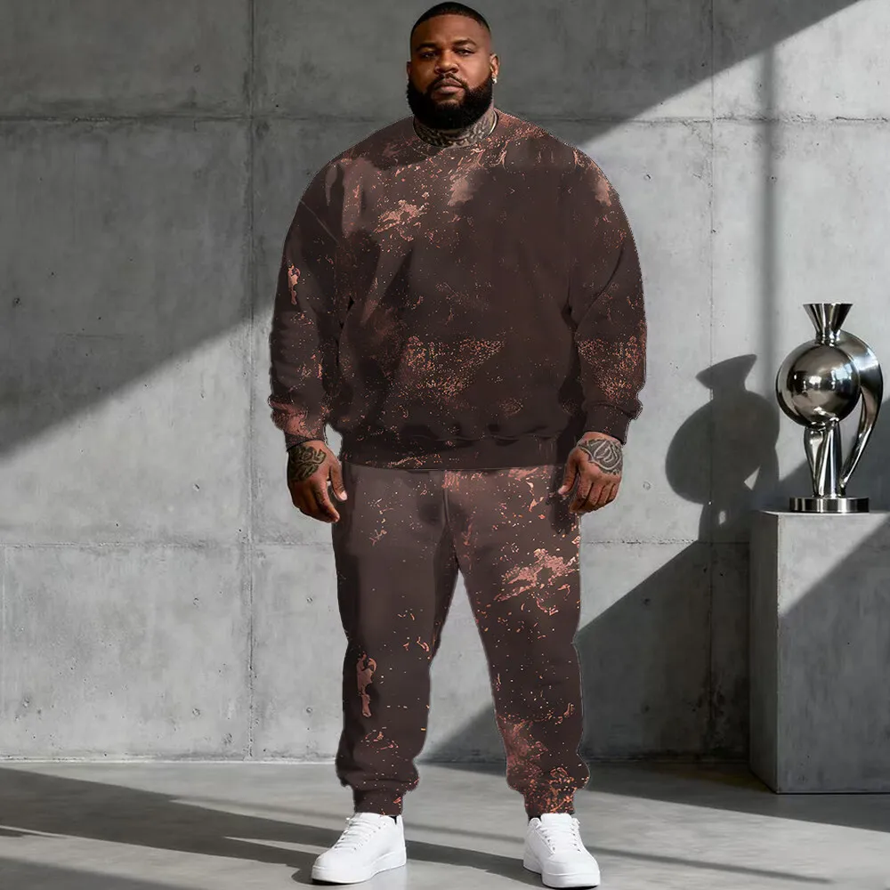 

S-9xl plus size Men's Hoodie Set: Textured Charm - 2-Piece Tactile-Chic, Soft Warm Fabricbtle Ribbed Textures