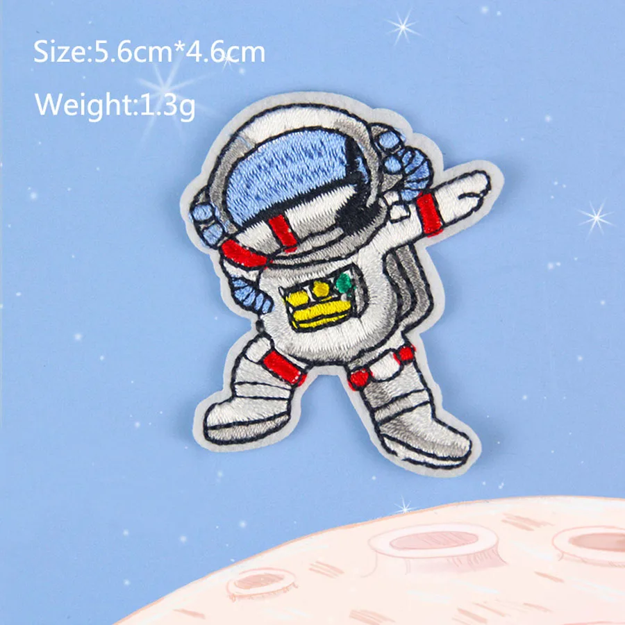 Cartoon Astronaut Space Embroidery Patches For Clothing Thermoadhesive Iron On Patch DIY Cute Sewing Cloth Applique Accessories