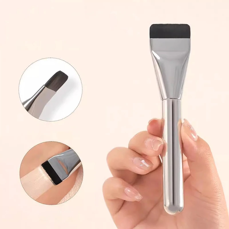Brosse de fond de teint Ultra-fine à tête plate, correcteur sans trace, masque, outils de maquillage, sans puissance, couverture impeccable, beauté des cheveux doux, bricolage, 1 pièce