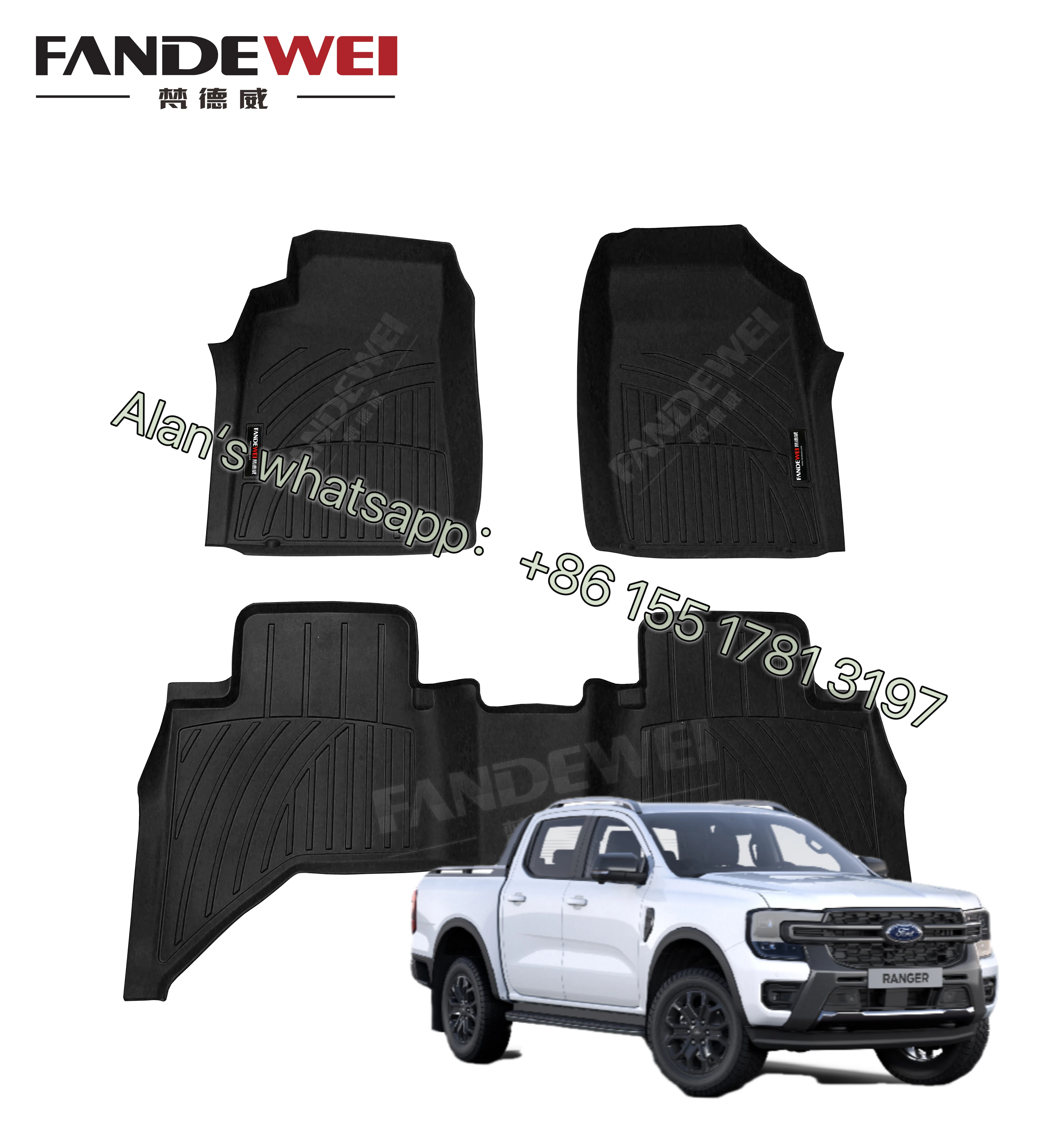 

Резиновый автомобильный коврик подходит для Ford NEXT GEN RANGER DC 2022+