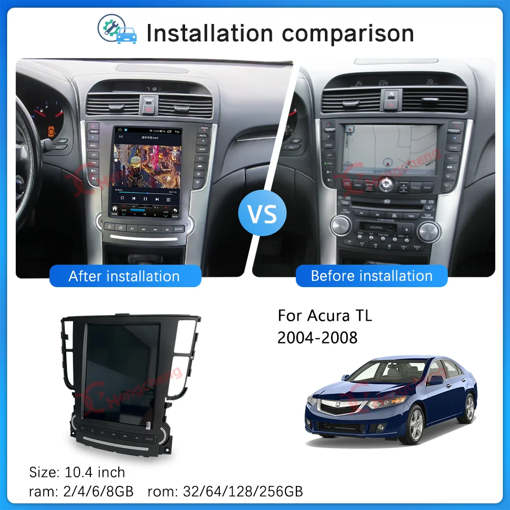 10.4Inch For Acura TL 2004-2005 2008 Car Multimedia Video Player GPS Navigation Radio Android12 Auto Carplay 8Core 4G 360Camera