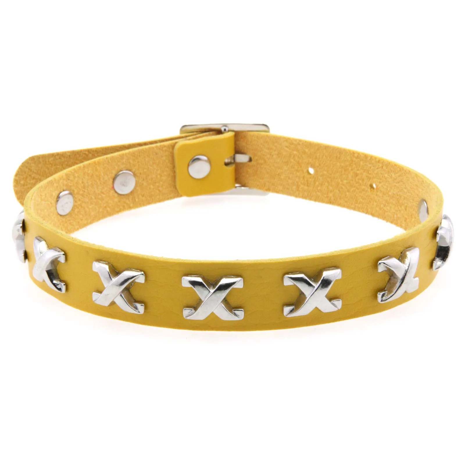 Punk Gothic Trend Super cool Adjustable X-type rivet Stainless steel snap button Multicolored Necklace Simple Temperament