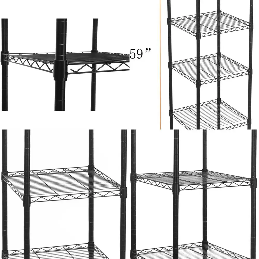 

Компактные сверхмощные стеллажи из стальной проволоки для небольших помещений, регулируемая универсальная стойка, хранилище для кухни и ванной комнаты, черный