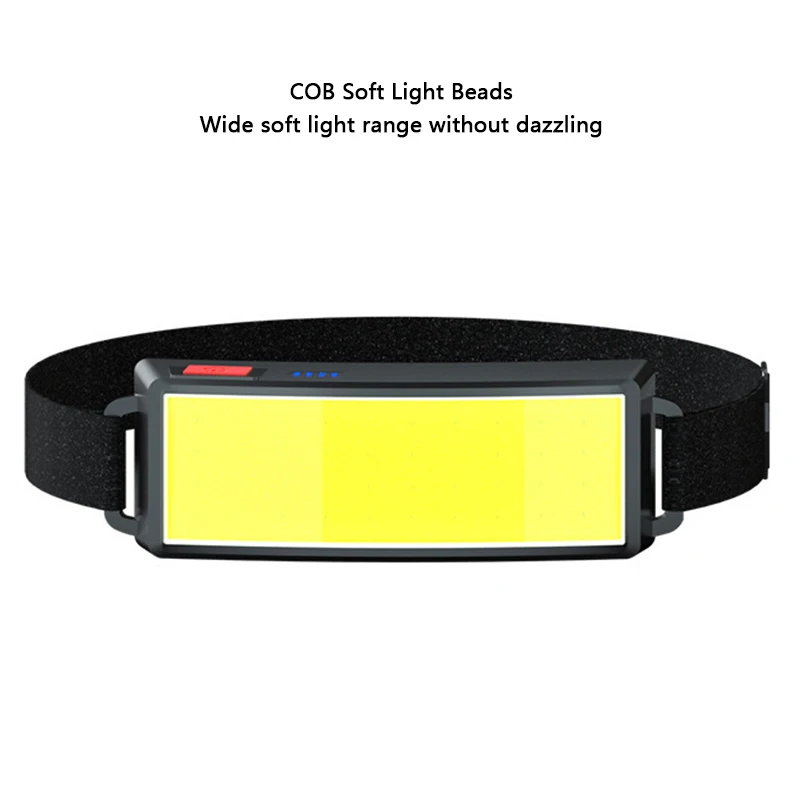 High Lumens COB LED Headlamp Wide Beam USB Rechargeable Headlight Waterproof Head Lamp Head Flashlight New Arrival