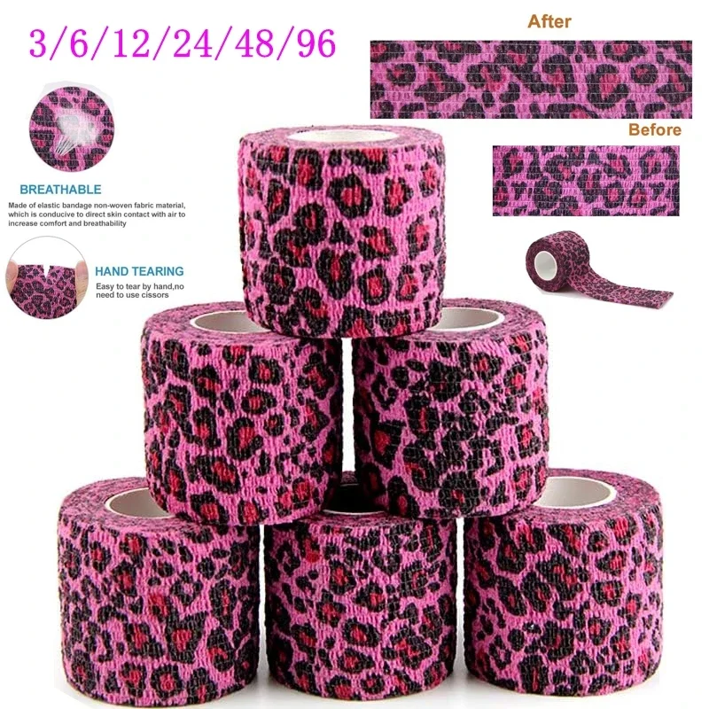 3-48pcs Tattoo Grip Bandage Cover Wraps Tapes Non-woven Waterproof for Pet Self Adhesive Finger Wrist Protection
