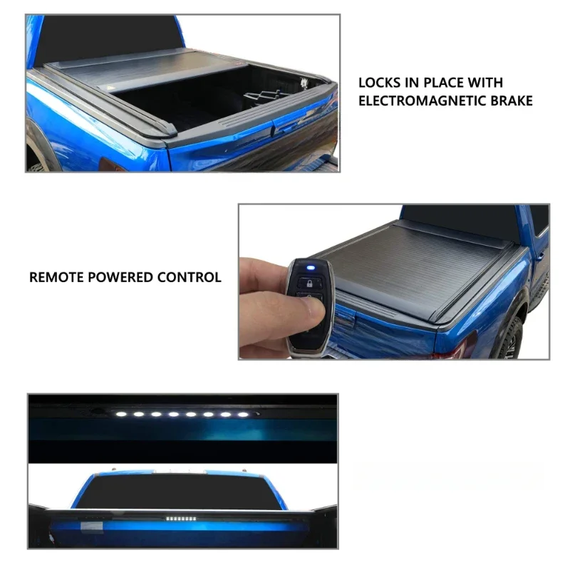 KQX High Quality Aluminum Alloy Electric Retractable Locking Waterproof Tonneau Cover Truck Bed Pickup Accessories