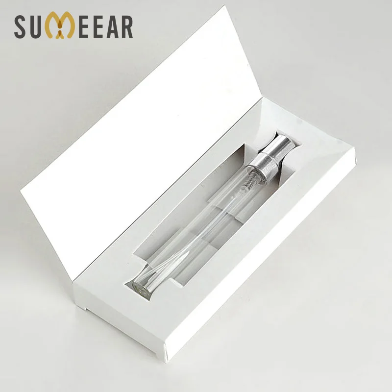 50 stuks/partij 10 ml parfumflesje met papieren dozen lege verstuiver spray glazen parfumflesje
