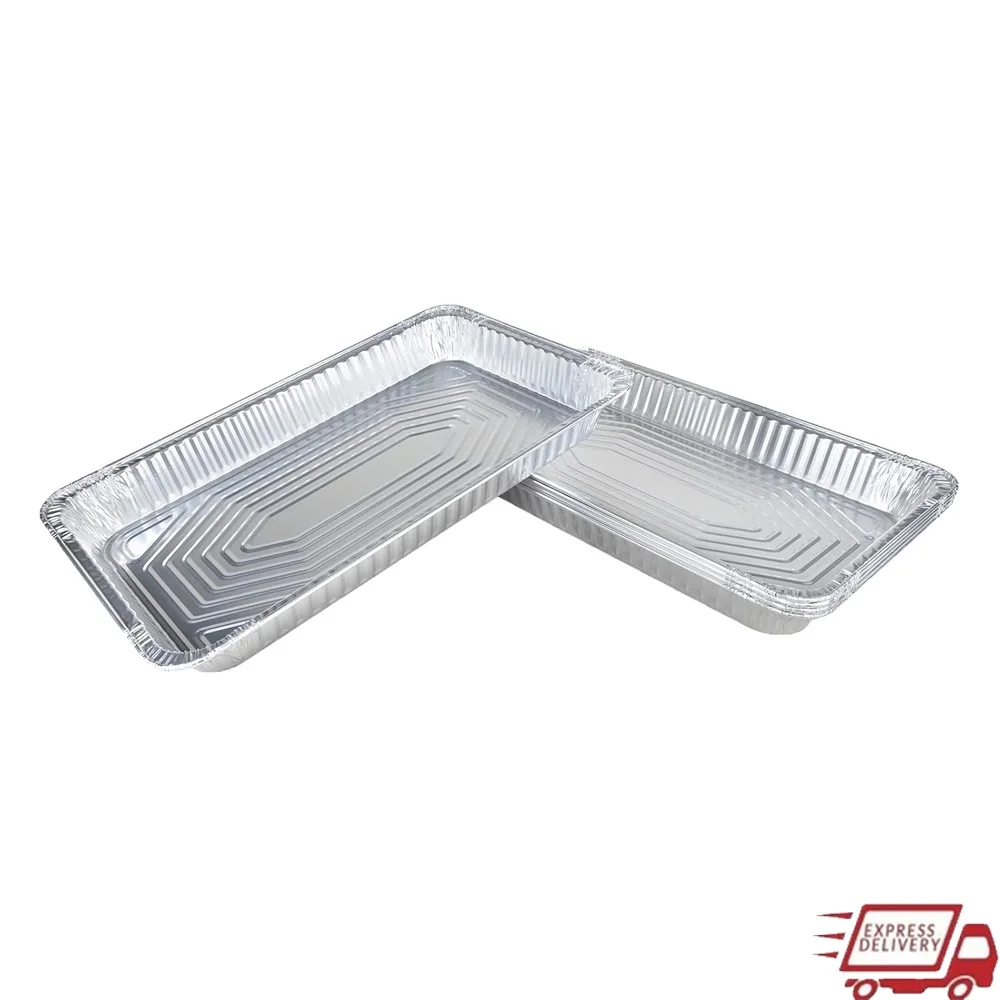 

Full Size Aluminum Steam Table Pans Disposable Foil Pack of 5 Grilling Roasting Baking BBQ Cooking Oven Freezer Safe