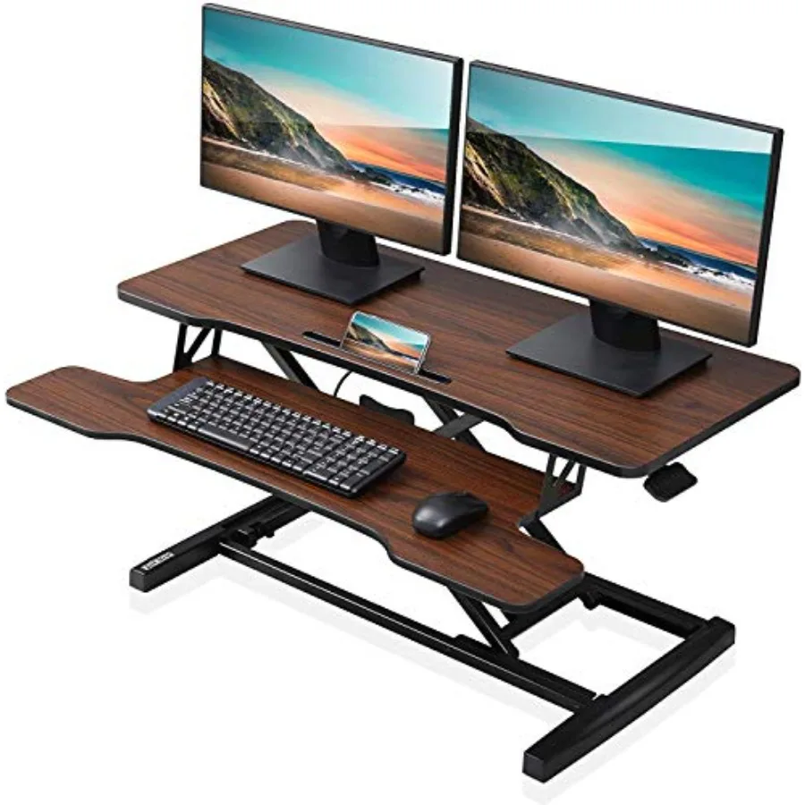 

Height Adjustable Standing Desk 36 Wide Sit to Stand Converter Stand Up Desk Tabletop Workstation for Laptops Dual Monitor Rise