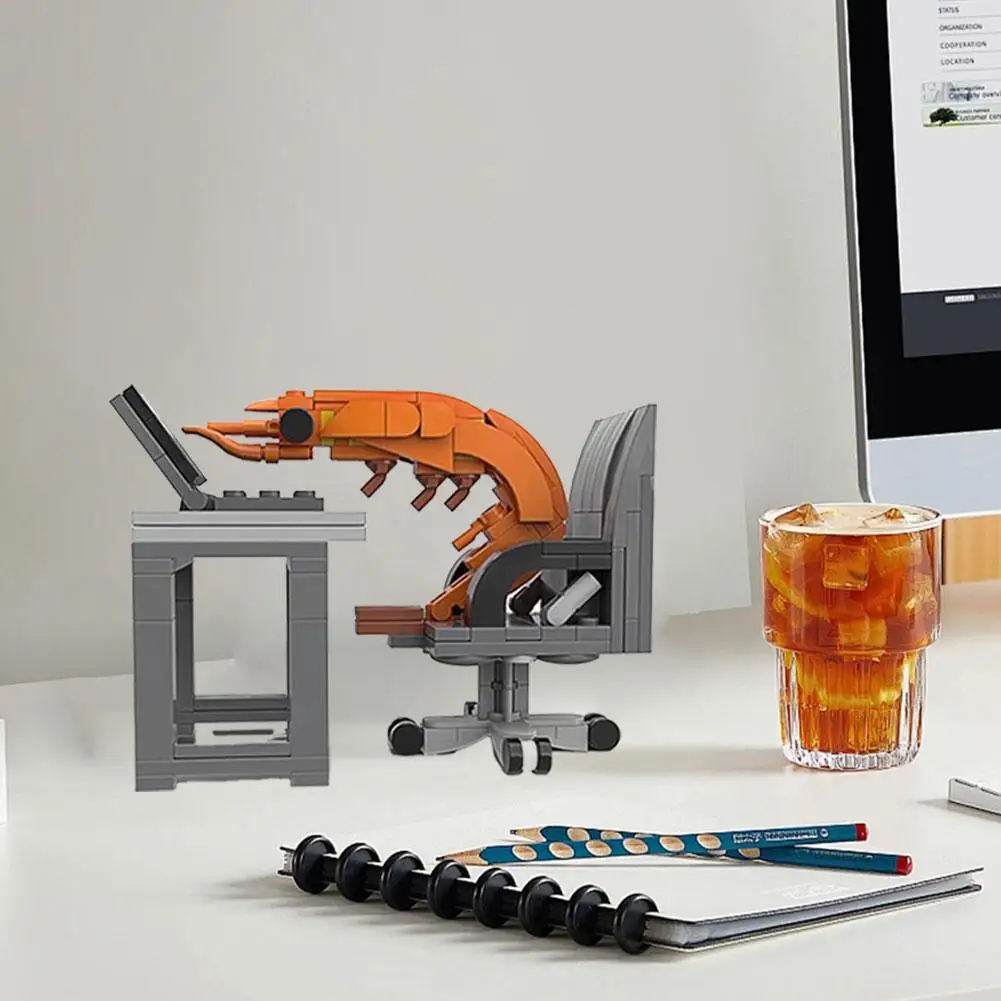 クリエイティブワーキングシュリンプモデルビルディングブロックセットパズル組み立ておもちゃデスクトップ装飾品ザリガニ MOC ブリック大人/子供ギフト