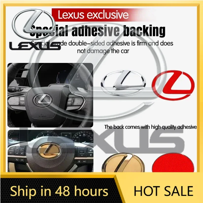 

2026 Hot Interior Stickers 64mm 77mm Electroplated High-end Process Metal Steering Wheel Logo Stickers For Lexus ES240 ES250 IS2