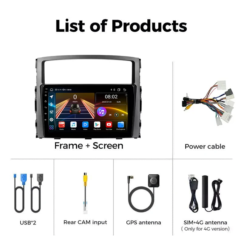 أندرويد 16 Carplay Auto لميتسوبيشي شوغون باجيرو 4 V80 V90 2006 - 2024 راديو السيارة الوسائط المتعددة مشغل فيديو الملاحة ستيريو