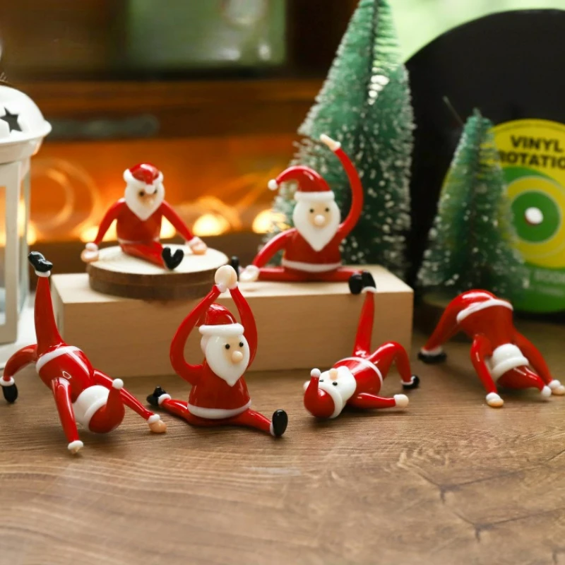 

Creative Mini Glass Santa Claus Figurine Ornament Christmas Study Bedroom Car Desk Decor Home Decor Holiday Decorative Gift