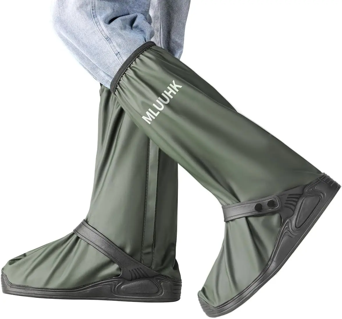

Reusable Rain Shoe Covers Non-Slip PVC Boot Covers for Men Women with Zipper Easy On Off