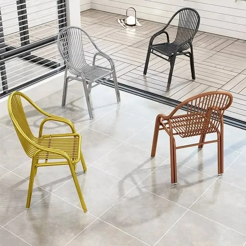 

Outdoor 304 Stainless Steel Dining Chair Heavy Duty Patio Seat with Cushion Modern Metal Lounge Furniture for Adults