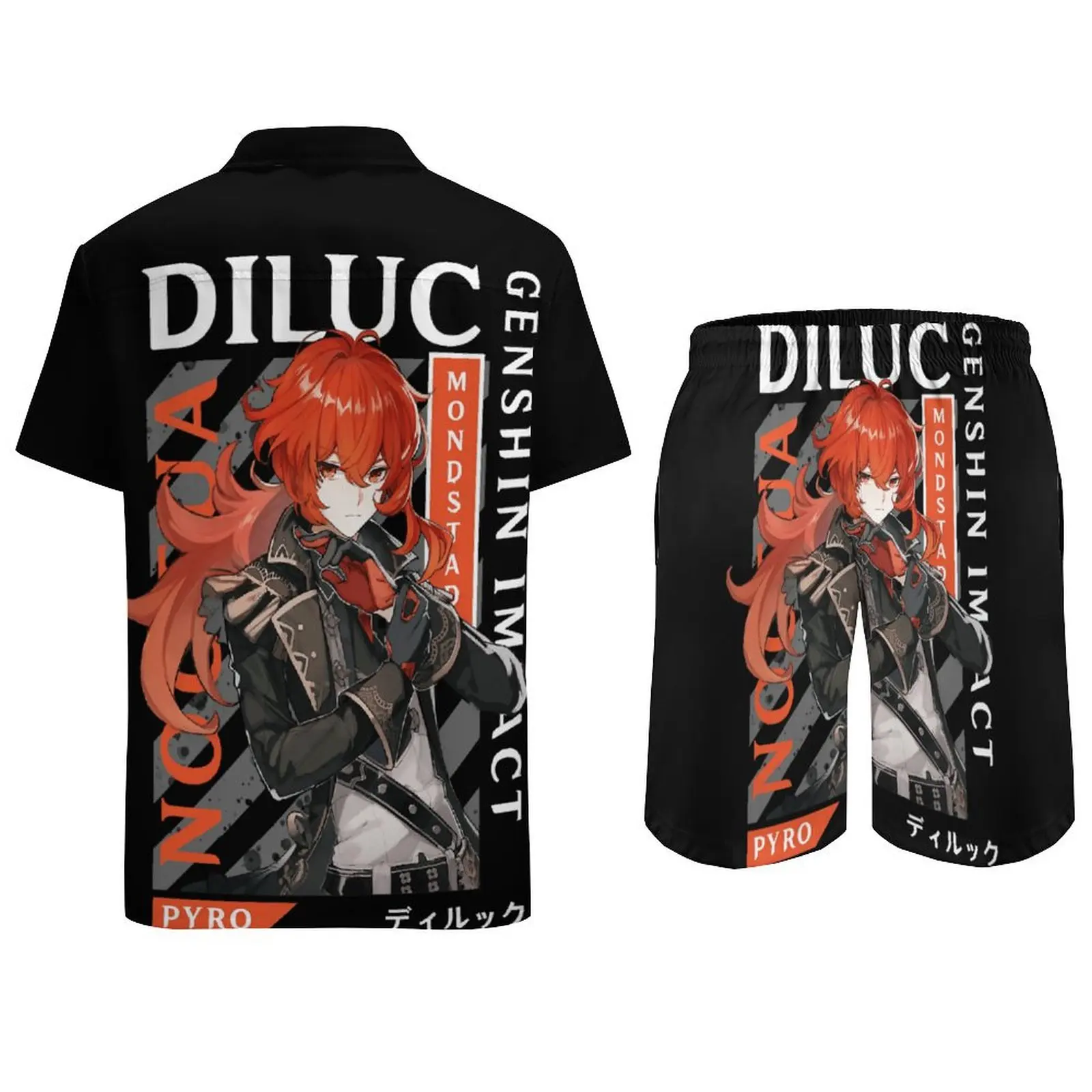 Diluc Genshin Impact traje de playa clásico para hombre, traje de 2 piezas de alta calidad, Vintage, para salir, talla de EE. UU.