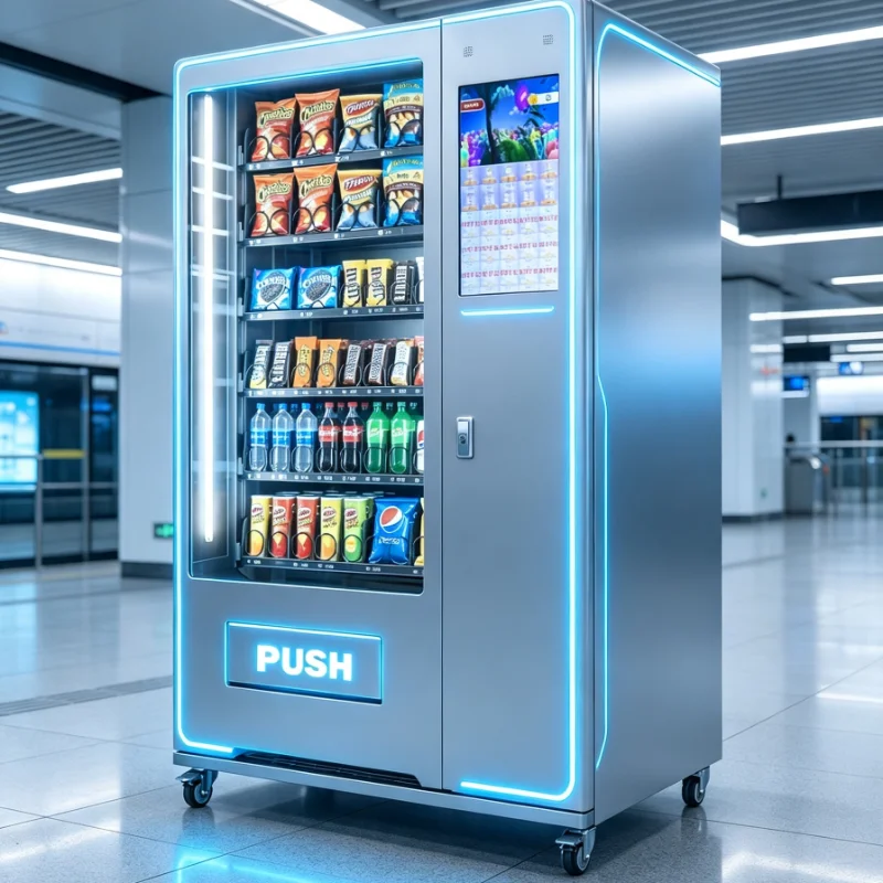 Retail Vending Machine With Monitoring Camera Touch Control Panel Unmanned Device For Station And Transport Hub Operation