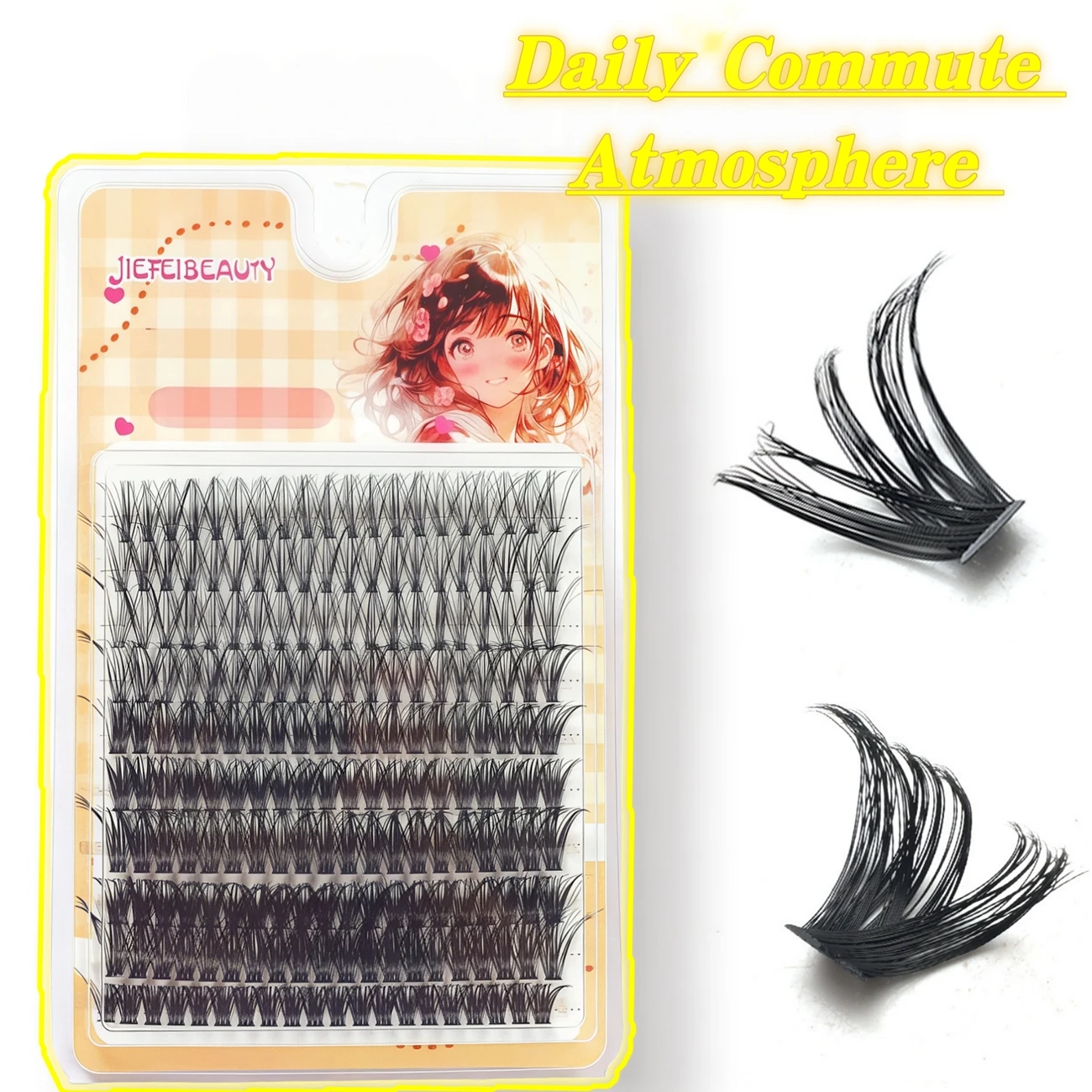 Multi Row Segmented False Eyelashes with Fluffy and Feather like Texture, Single Cluster of Loose Hair Daily Makeup Atmosphere
