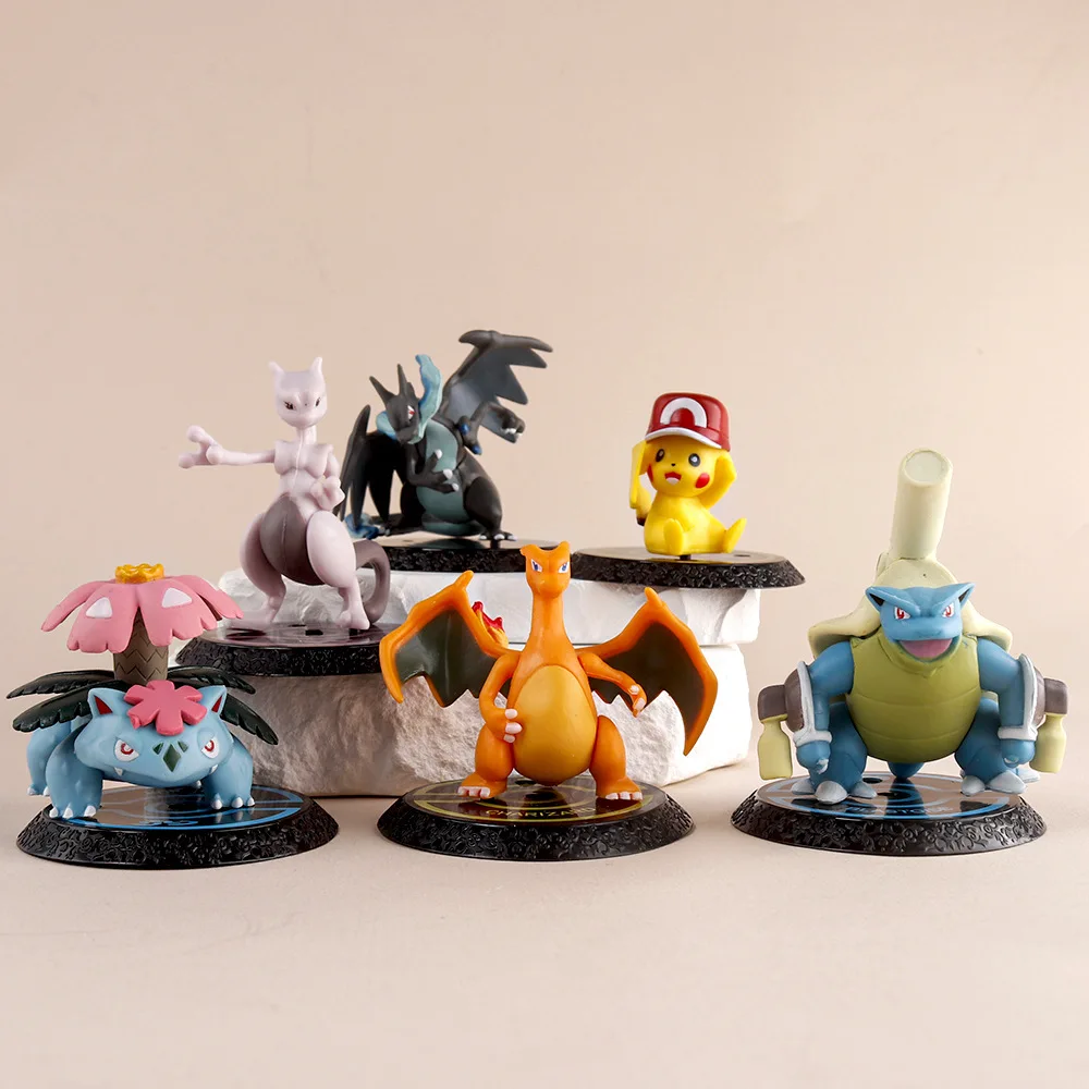 

Pokemon 6pcs Figure Pikachu 6-7cm Anime Figure Model Charizard Squirtle Blastoise Bulbasaur Action Figures Model Boy Toys Gifts