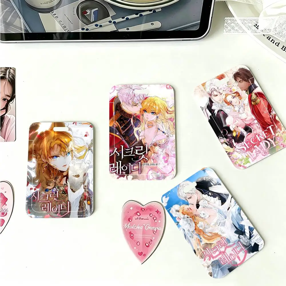 1pc Secret Lady ID Card Sleeve School Card Access ID Card Bus Meal Card Protective Sleeve Easy Push