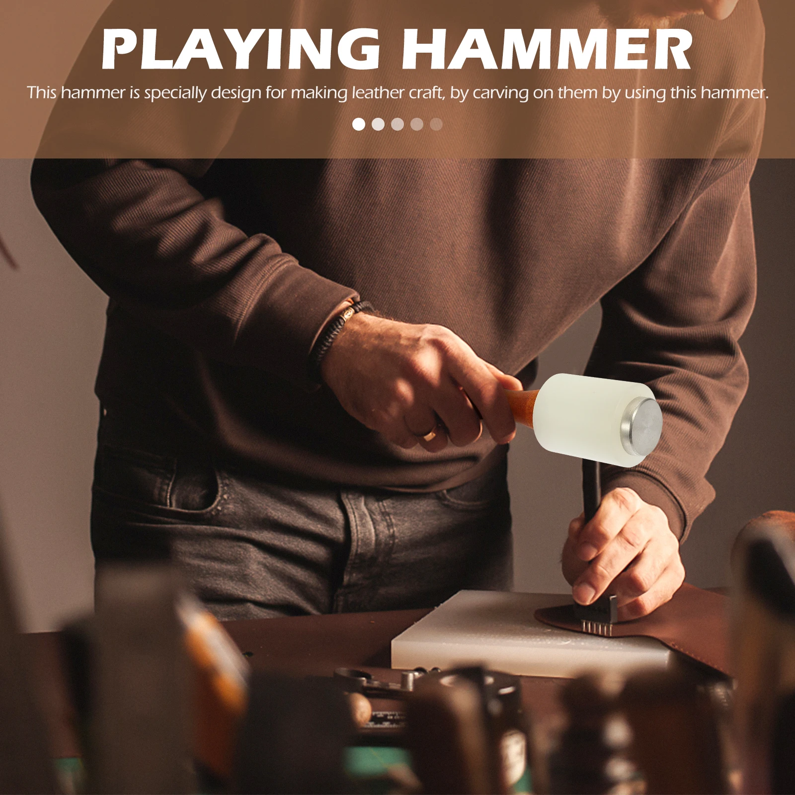 

Wooden Handle Craft Carving Hammer Smooth Engraving Tool for Artists