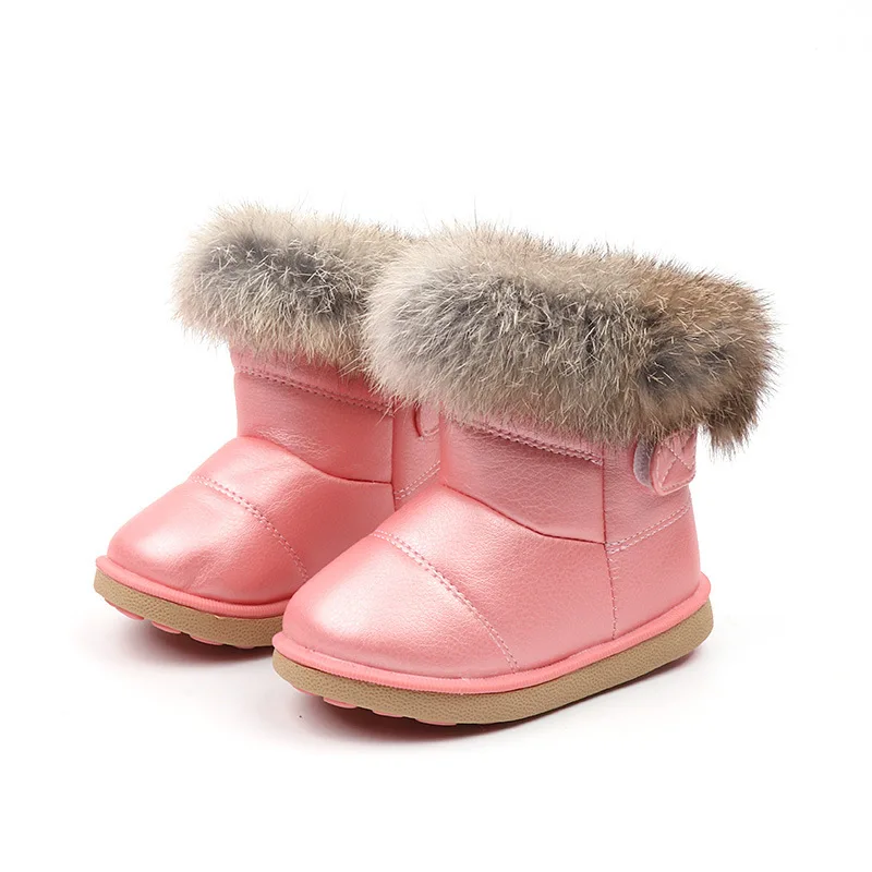 

JGVIKOTO Winter Rubber Boots For Girls Boys Kids PU Leather Water-proof Children Fashion Snow Boots Warm Cotton Plush Fur Hair