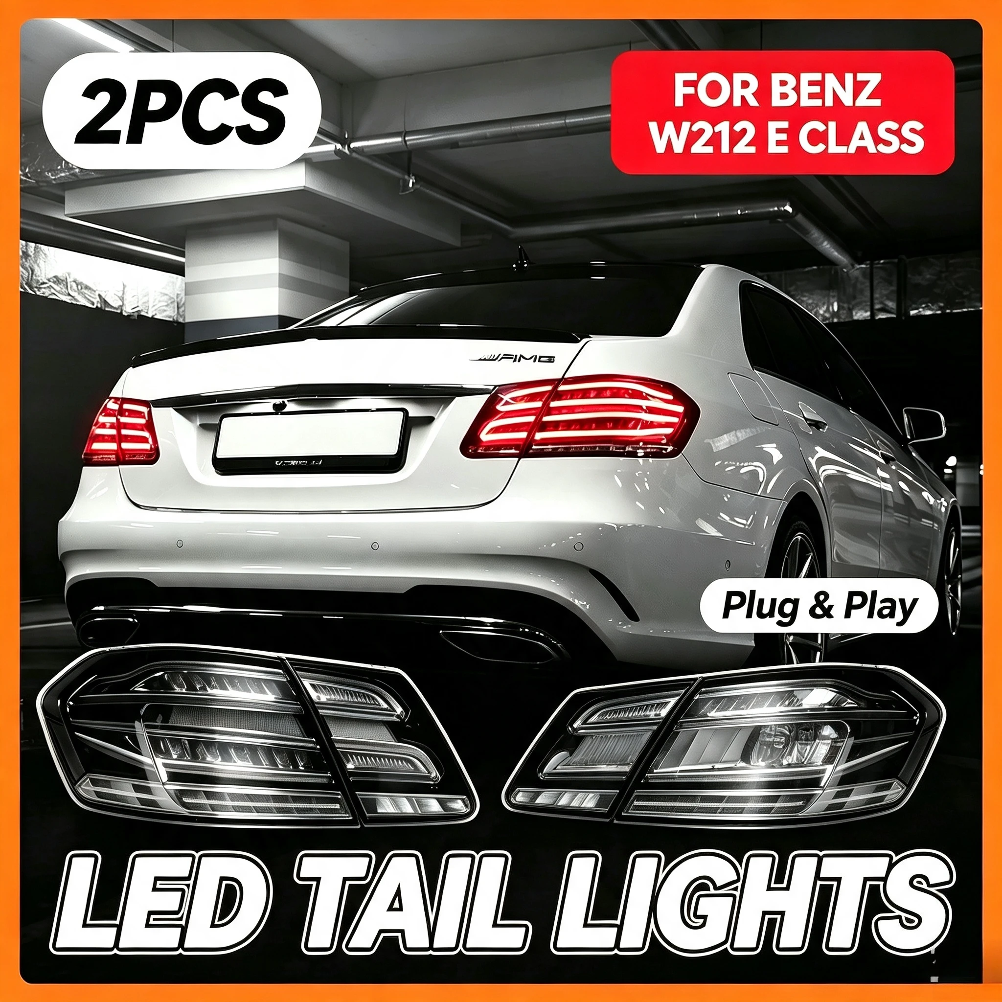 2 Stück LED-Rückleuchten für BMW X5 E70 2007-2013 2024-Stil DRL Sequenzieller Blinker Brems- und Rückfahrlicht Rückleuchte Plug-and-Play IP67 Wasserdicht