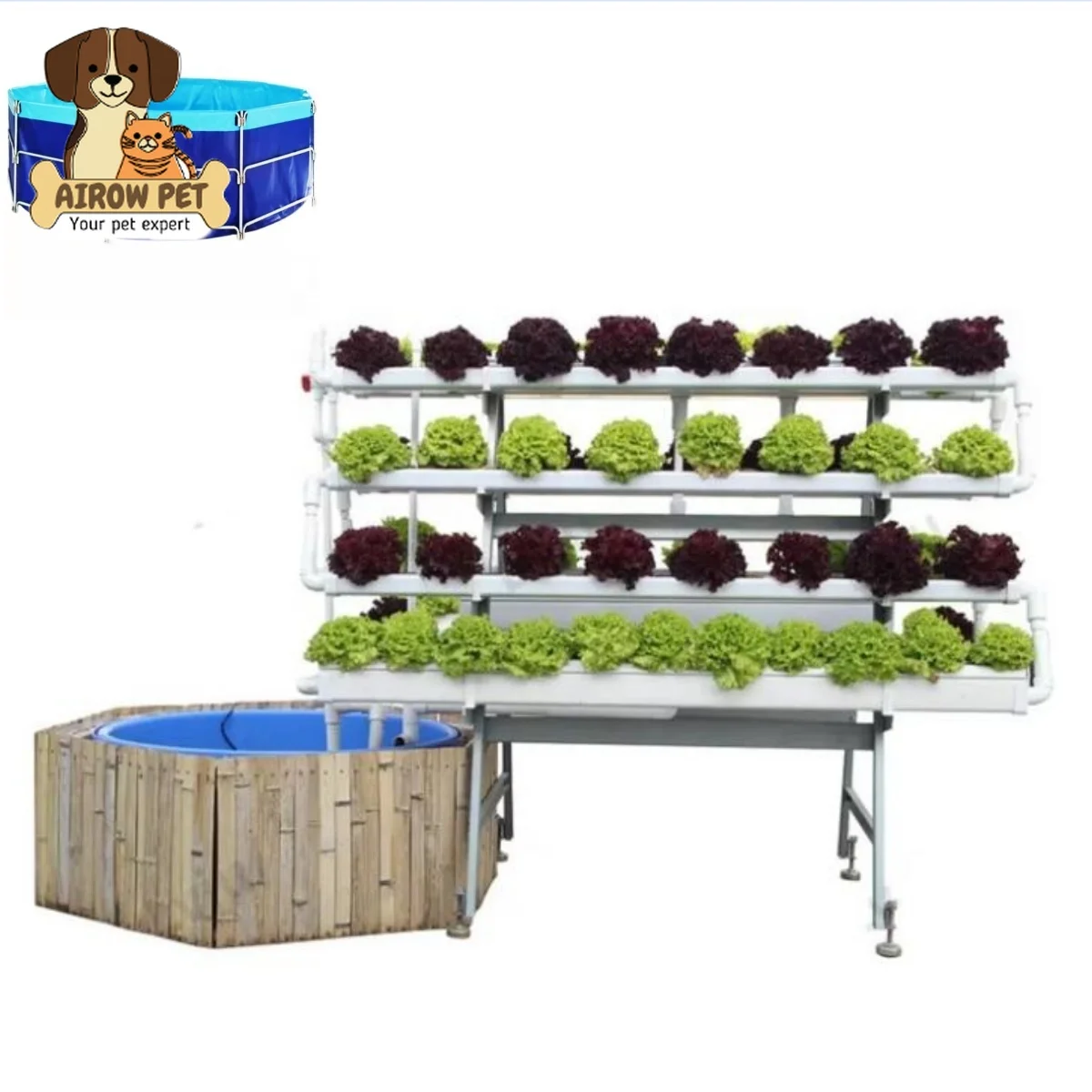 AIROW Aquaponics Complete Growing System Typical Engineering Fish Farming Pond Tank Breeding Pools