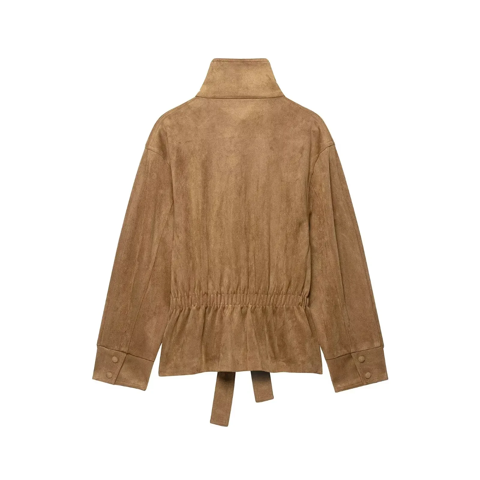KONDALA Damen High-Street-Jacke Elegante Kunstwildleder-Jacke mit Gürtel und Stehkragen Neue 2026 Herbst-Winter Pendler-Damen-Kurzjacke – Detail 15