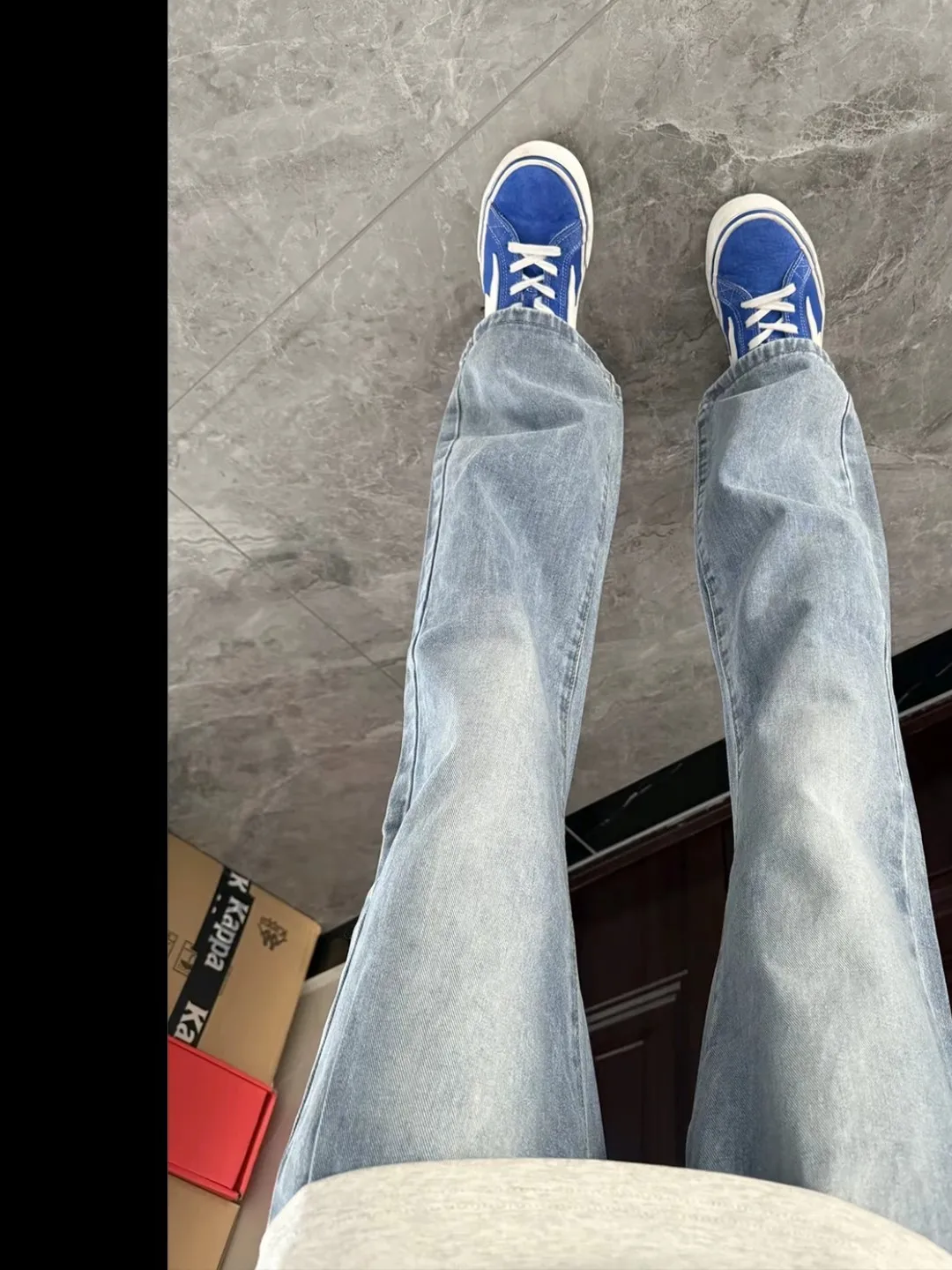 

Retro Waed Blue Men's Flared Jeans Casual Basic Sle Water Waed Slimming Straight Leg Long Pants High Street American Sle